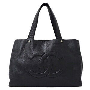 CHANEL Wild Stitch Tote Shoulder Bag Black Leather